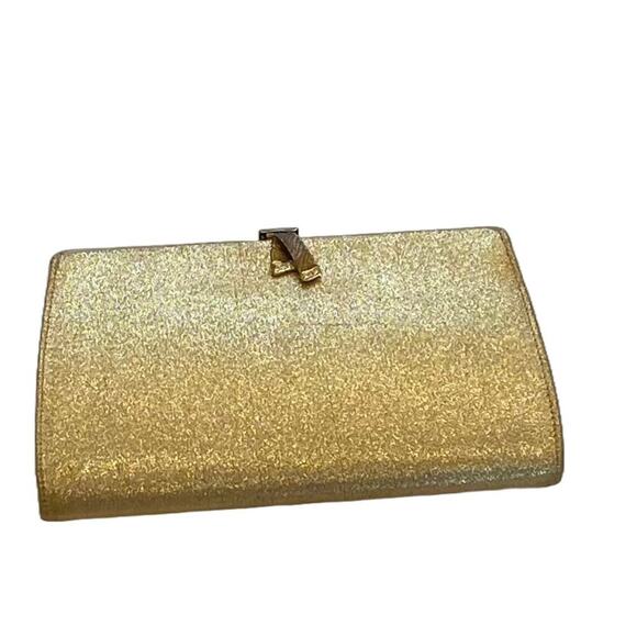 Vintage Gold Metallic Clutch with Chain/Handle, Evening Bag, Glam, Glitter - Picture 3 of 10